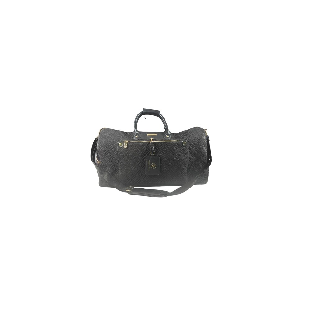 Adrienne Vittadini Duffle Bag Women Large Black Quilted Weekend Travel Flaw